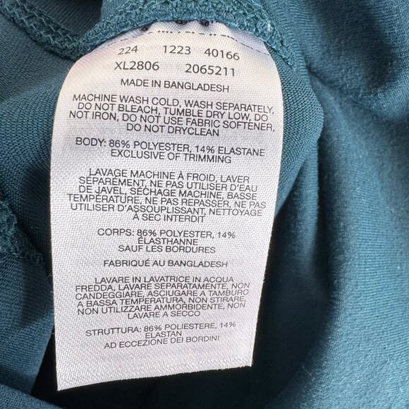 Columbia Teal Blue Cropped Skinny Stretchy Athletic Leggings Pockets Size L - Picture 6 of 6